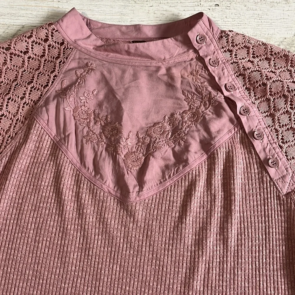 Free People Rose Sweetest Thing Thermal Top Size M